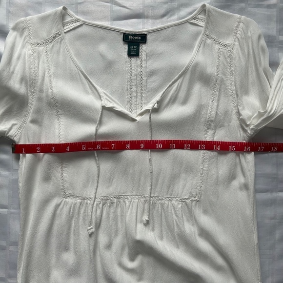 Roots Canada Rayon Linen Blend White Peasant Style Blouse - Picture 6 of 15